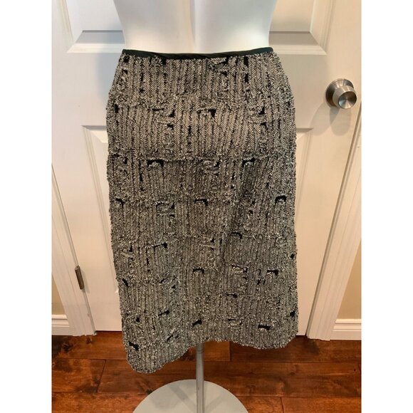 Marianne Kooimans Black & White 100% Silk Textured Straight Pencil Skirt, Size 2 - Picture 5 of 7